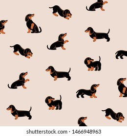 Cartoon happy dachshund - simple trendy pattern with dogs. Flat vector illustration for prints, clothing, packaging and postcards. 