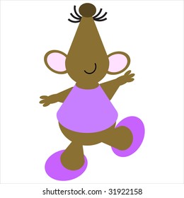 Cartoon of a happy, dancing mouse