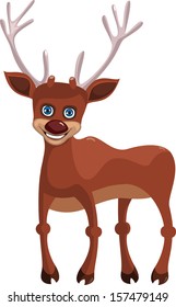 A cartoon happy deer isolated on white background