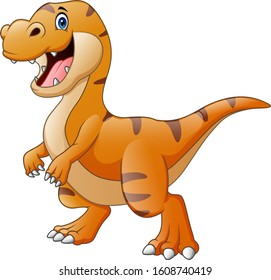 Cartoon a happy dinosaur tyrannosaurus