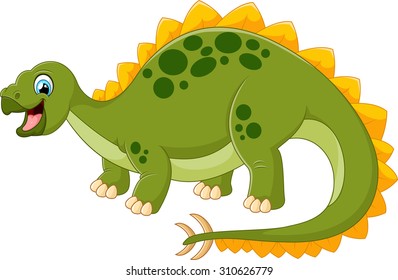 Cartoon happy dinosaur with white bankground