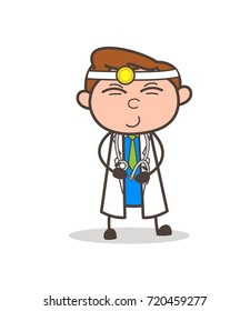 Cartoon Happy Doctor Blushing Vector Illustration