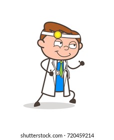 Cartoon Happy Doctor Running Vector Illustration