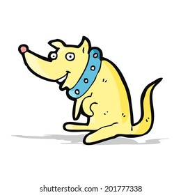 cartoon happy dog in big collar