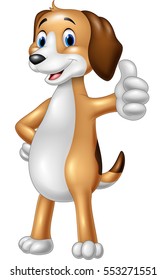 Cartoon happy dog giving thumb up 