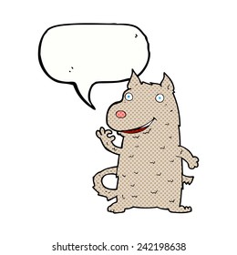 cartoon happy dog with speech bubble