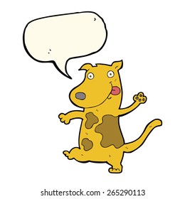 cartoon happy dog with speech bubble