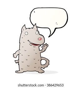 cartoon happy dog with speech bubble