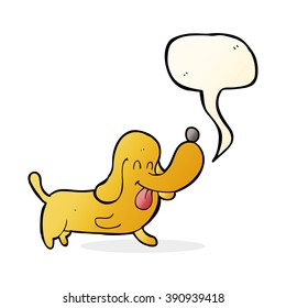cartoon happy dog with speech bubble