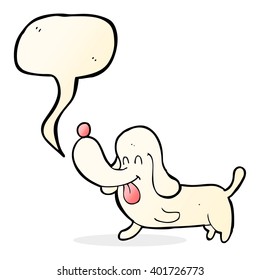 cartoon happy dog with speech bubble