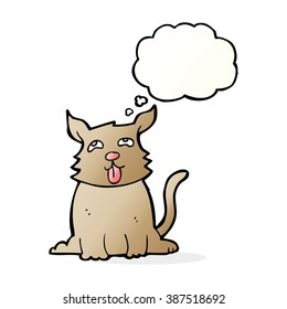 cartoon happy dog with thought bubble