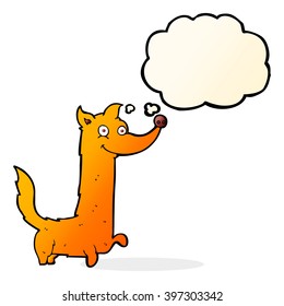 cartoon happy dog with thought bubble