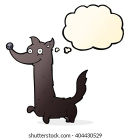 perro feliz de dibujos animados con burbuja de pensamientos