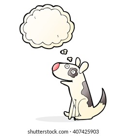 cartoon happy dog with thought bubble