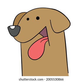 Cartoon happy dog with tongue sticking out, vector illustration. Colored and black outlines.