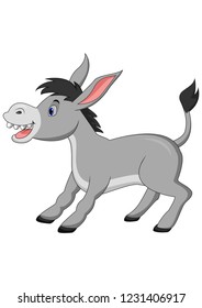 Cartoon happy donkey isolated on white background