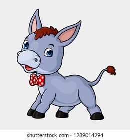 Cartoon happy donkey isolated on white background