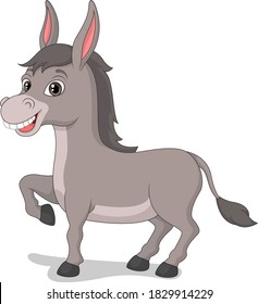 Cartoon happy donkey on white background