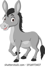 Cartoon happy donkey on white background