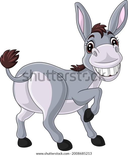 Cartoon Happy Donkey On White Background Stock Vector (Royalty Free ...