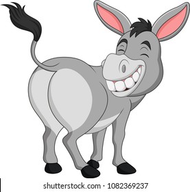 Cartoon happy donkey showing ass