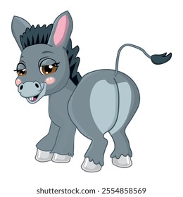 Cartoon of a happy donkey, vector illustration.