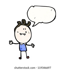 cartoon happy doodle  man with speech bubble