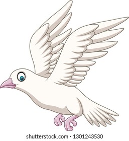 Cartoon happy dove flying