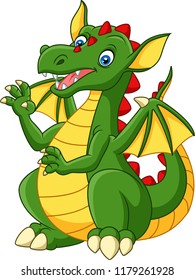 Cartoon Happy Dragon Isolated On White Stock Vector (Royalty Free ...