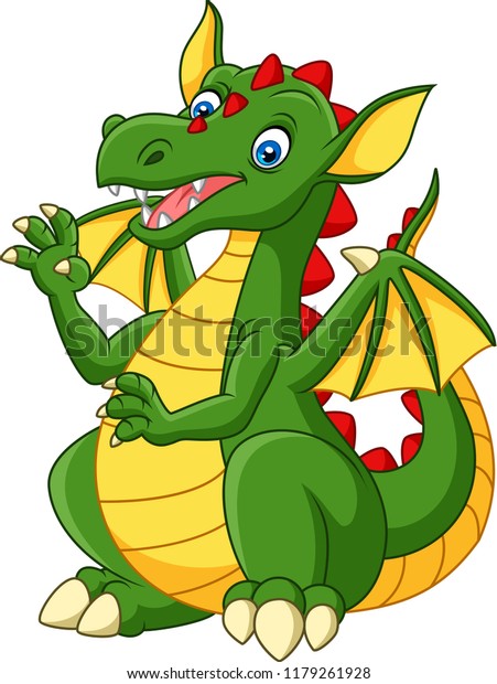 Cartoon Happy Dragon Isolated On White Stock Vector (Royalty Free ...