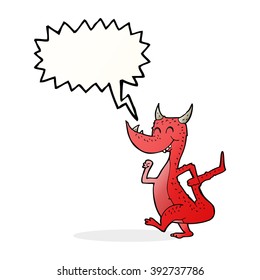 cartoon happy dragon with speech bubble