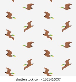 Cartoon happy duck - simple trendy pattern with bird. Flat vector illustration.