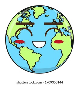 Cartoon of a happy earth planet - Vector