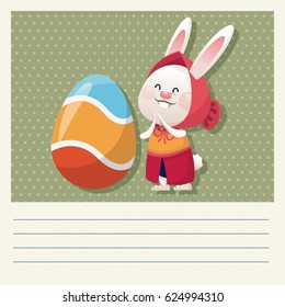 cartoon happy easter cute girl bunny egg