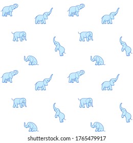 Cartoon happy elephant - seamless trendy pattern with animal in various poses.