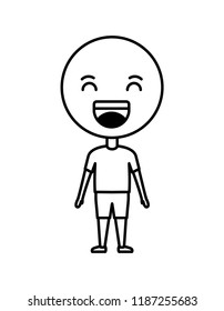 cartoon happy emoticon with body kawaii character
