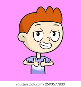 Cartoon Happy Expression Cheerful Character with a Smiling Face