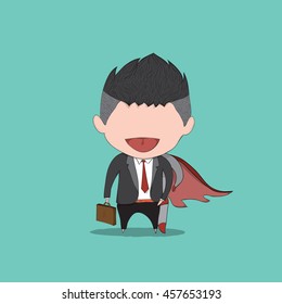 Cartoon a happy face businessman. a concept Business success and hero. Drawing by hand vector