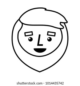 cartoon happy face man beard character outline