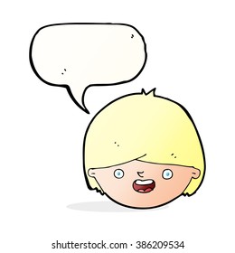 cartoon happy face with speech bubble