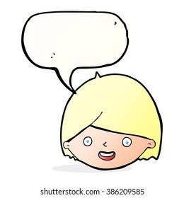 cartoon happy face with speech bubble