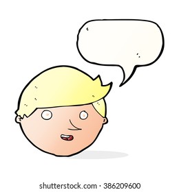cartoon happy face with speech bubble