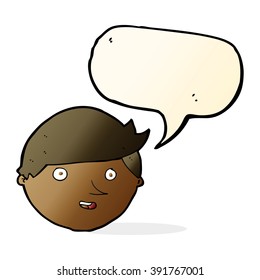 caricatura de cara feliz con burbuja de habla