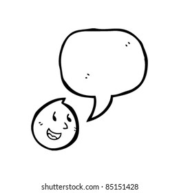 cartoon happy face with speech bubble