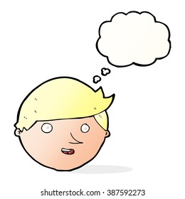 cartoon happy face with thought bubble