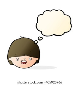 cartoon happy face with thought bubble