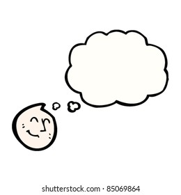 caricatura cara feliz con burbuja de pensamiento