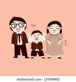cartoon happy family