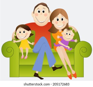 Cartoon happy family