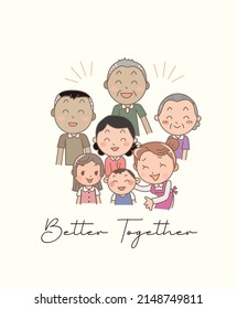 Cartoon Happy Family Character Vector, Better Together With Family.